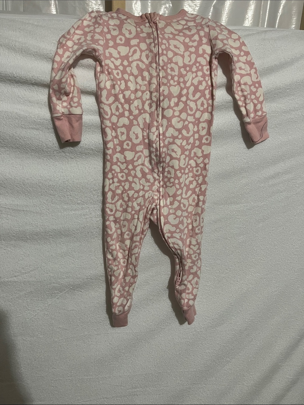 Old Navy Pink and White Leopard Kids Footed One-Piece Pajamas